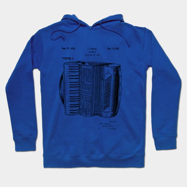 Accordion Blueprint Patent 1938 Hoodie by MadebyDesign